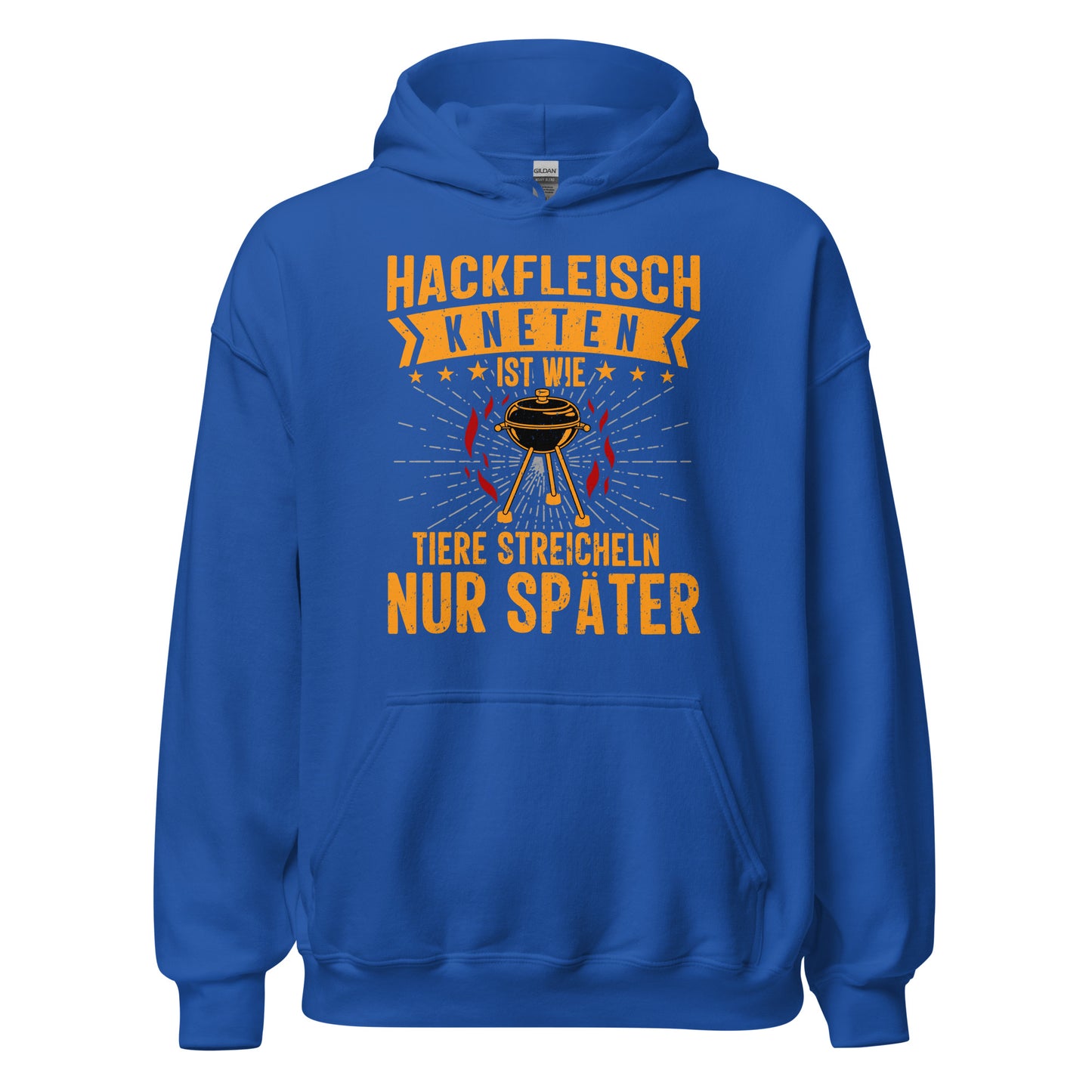 Witziger Hackfleisch-Kapuzenpullover | Spruch: "Hackfleisch kneten, wie Tiere streicheln"