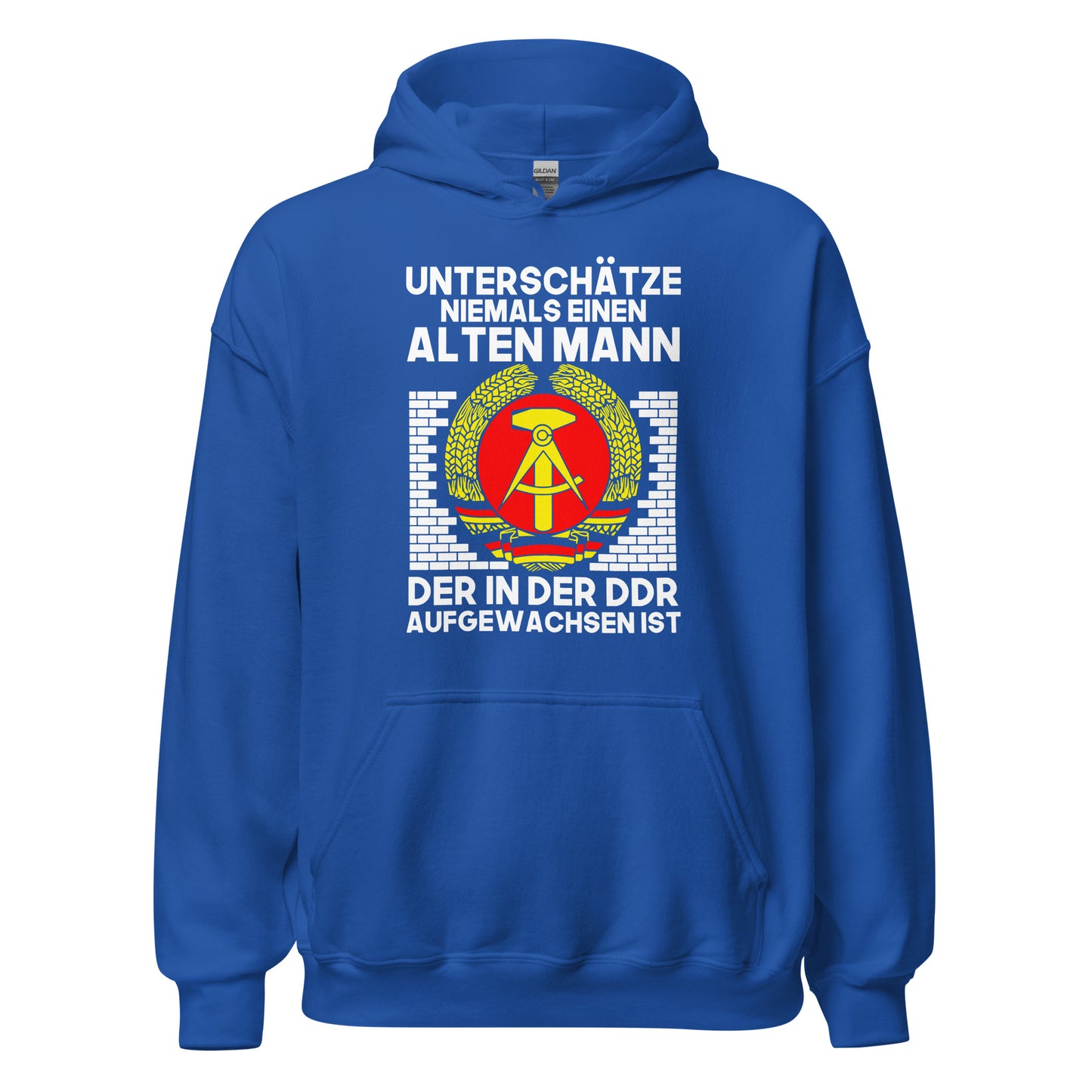 Unterschätze niemanden! DDR-Aufwuchs Hoodie | Zeitgeschichtlicher Kapuzenpullover