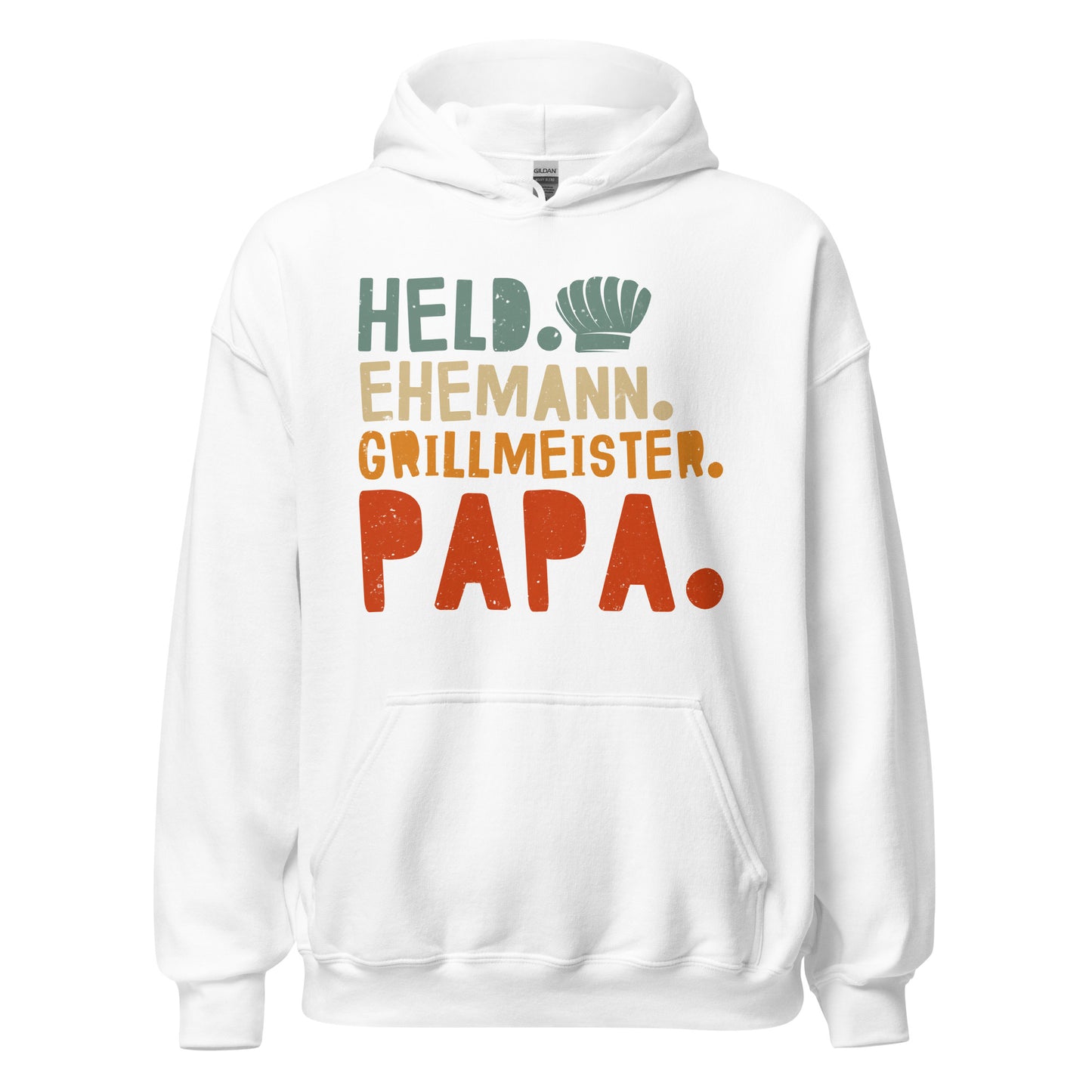 Vielseitiger Held-Kapuzenpullover | Spruch: "Held! Ehemann! Grillmeister! Papa!"