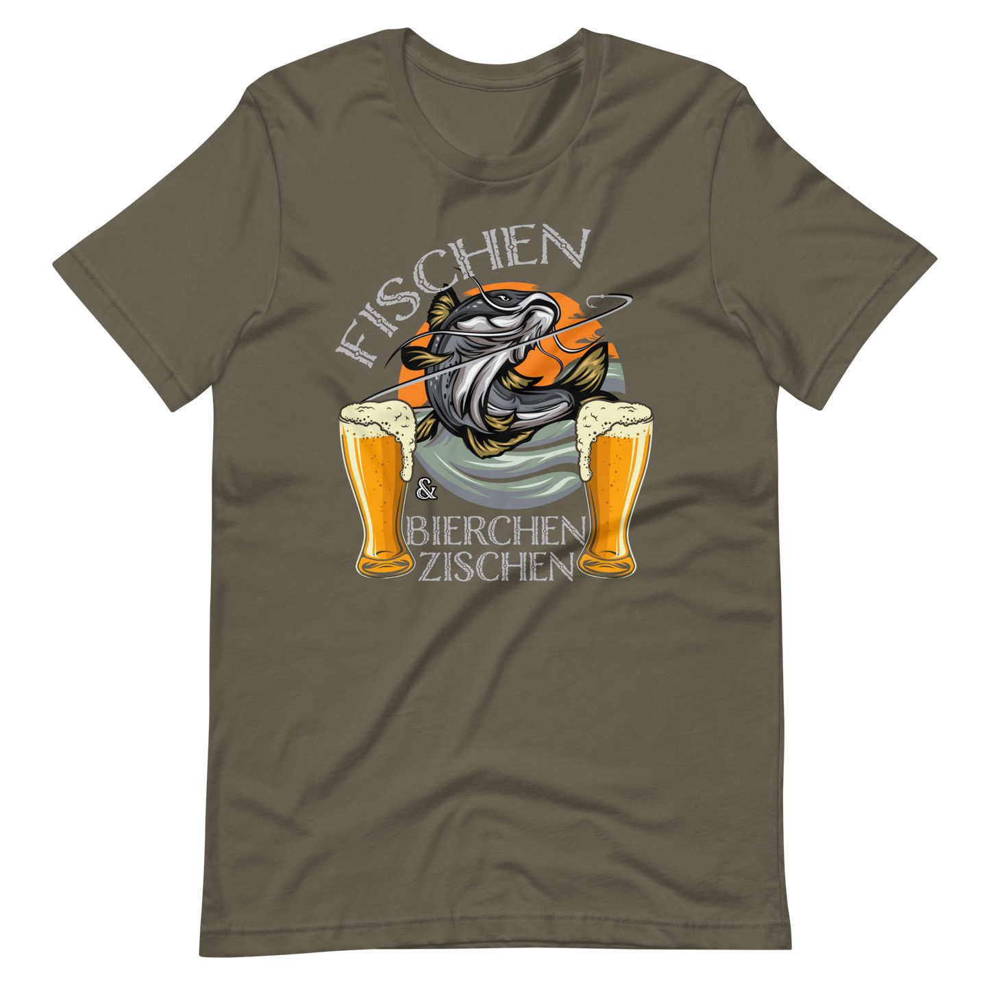 Lustiges T-Shirt "Fischen und Bierchen zischen" für Angelliebhaber