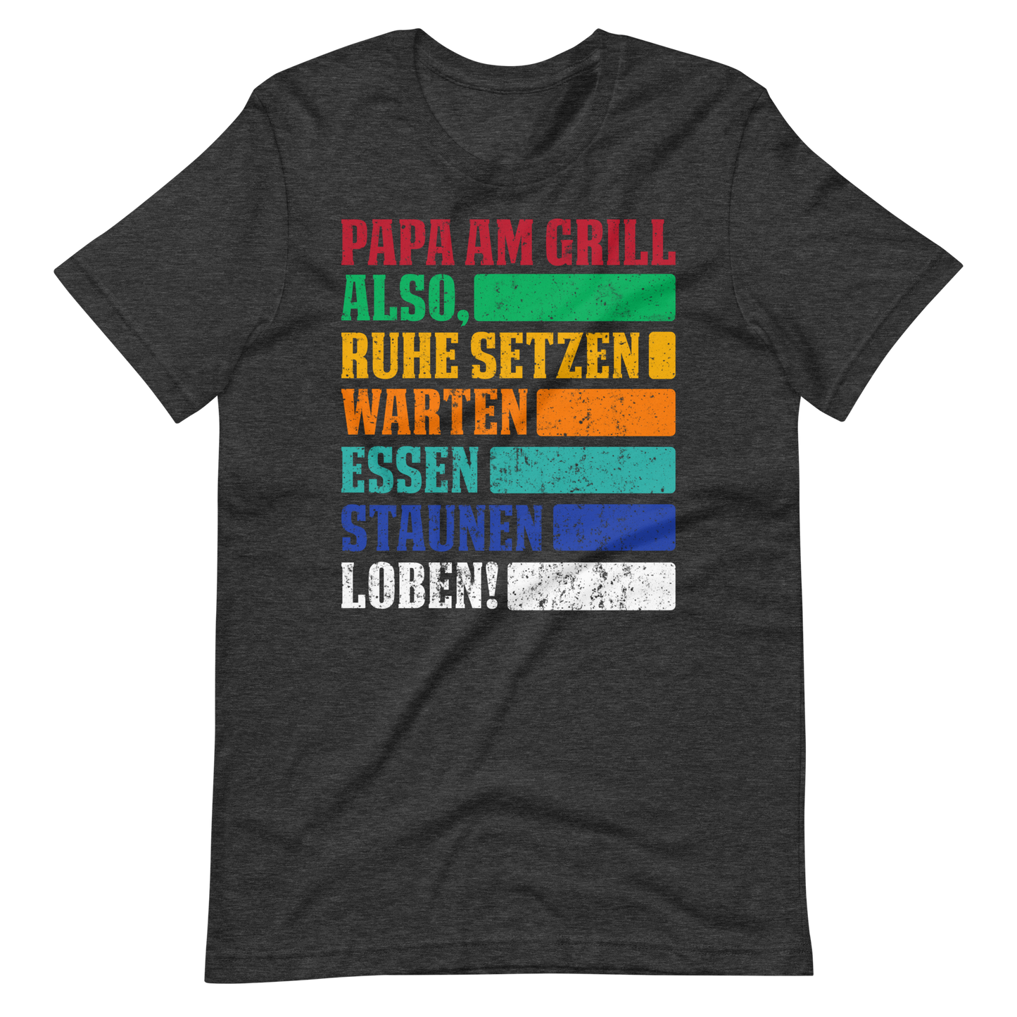 Lustiges Papa am Grill T-Shirt - Ruhe, essen, staunen!