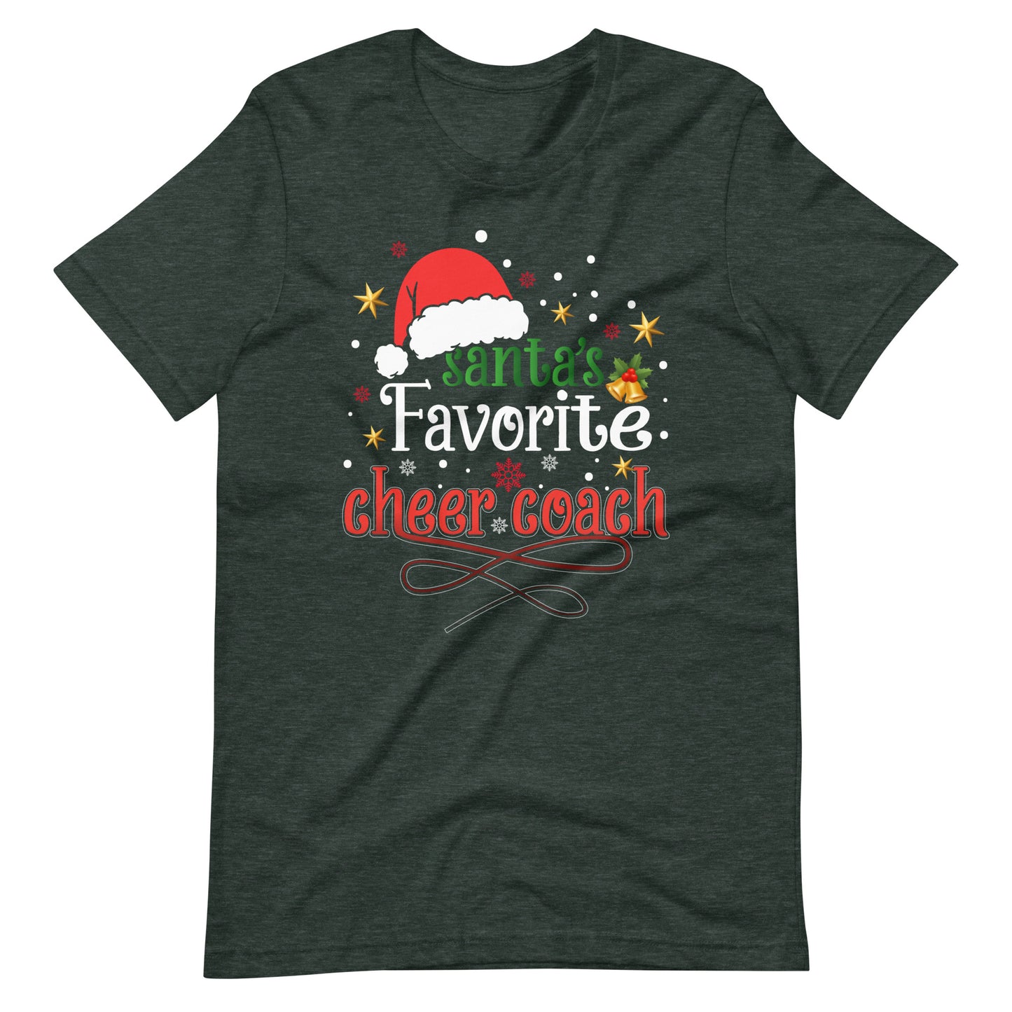 Einzigartiges T-Shirt: Santa's Favorite Cheer Coach – Weihnachtsstimmung im Cheerleading-Stil