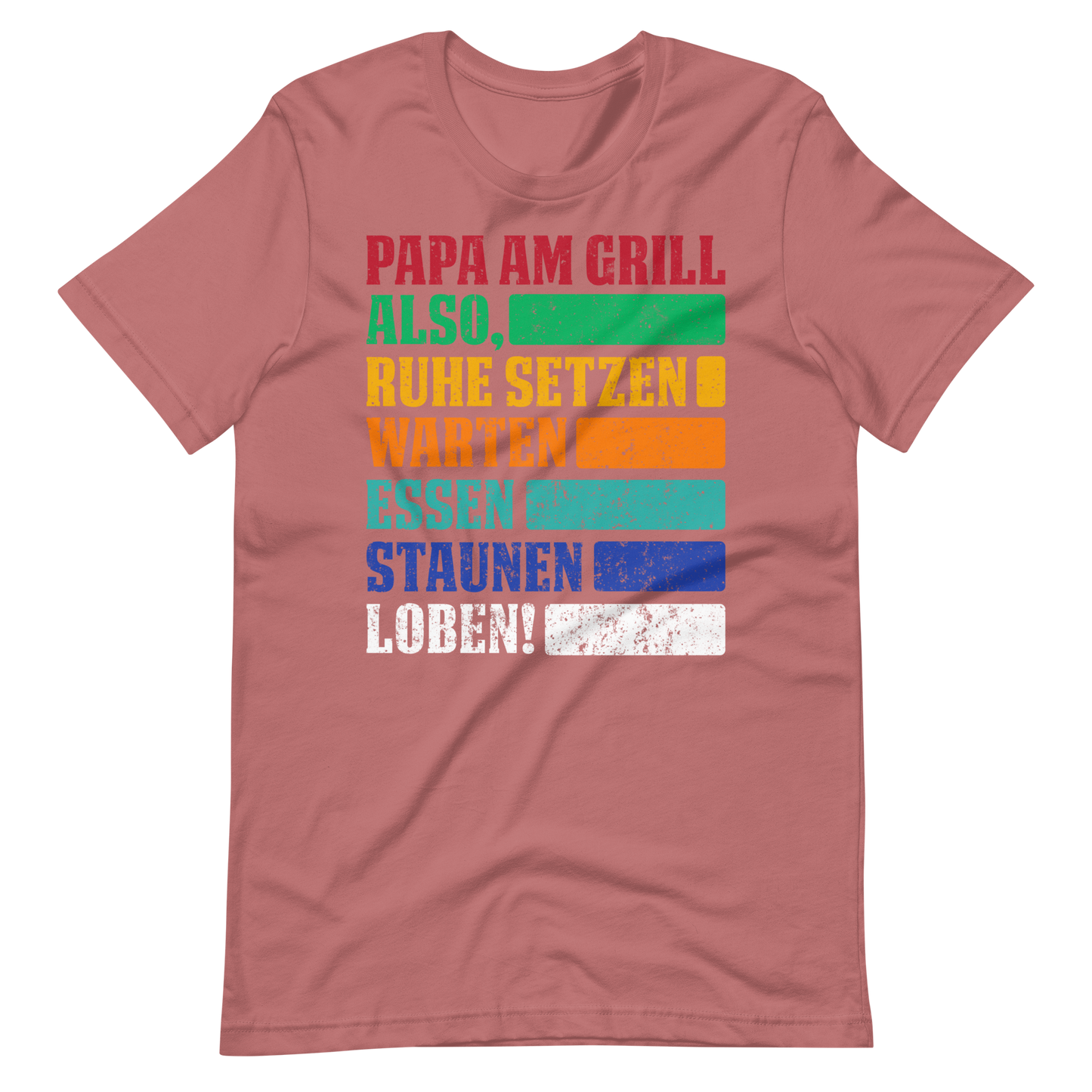 Lustiges Papa am Grill T-Shirt - Ruhe, essen, staunen!