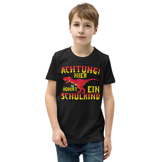 Lustiges T-Shirt "ACHTUNG Hier kommt ein Schulkind Einschulung" | Einschulungsgeschenk