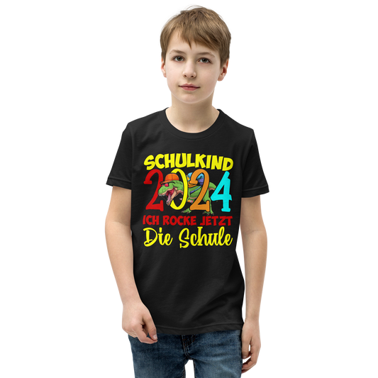Lustiges T-Shirt "Schulkind 2024 - Ich rocke jetzt die Schule!" | Einschulungsgeschenk
