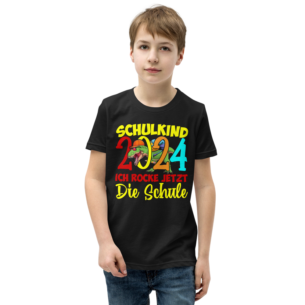 Lustiges T-Shirt "Schulkind 2024 - Ich rocke jetzt die Schule!" | Einschulungsgeschenk