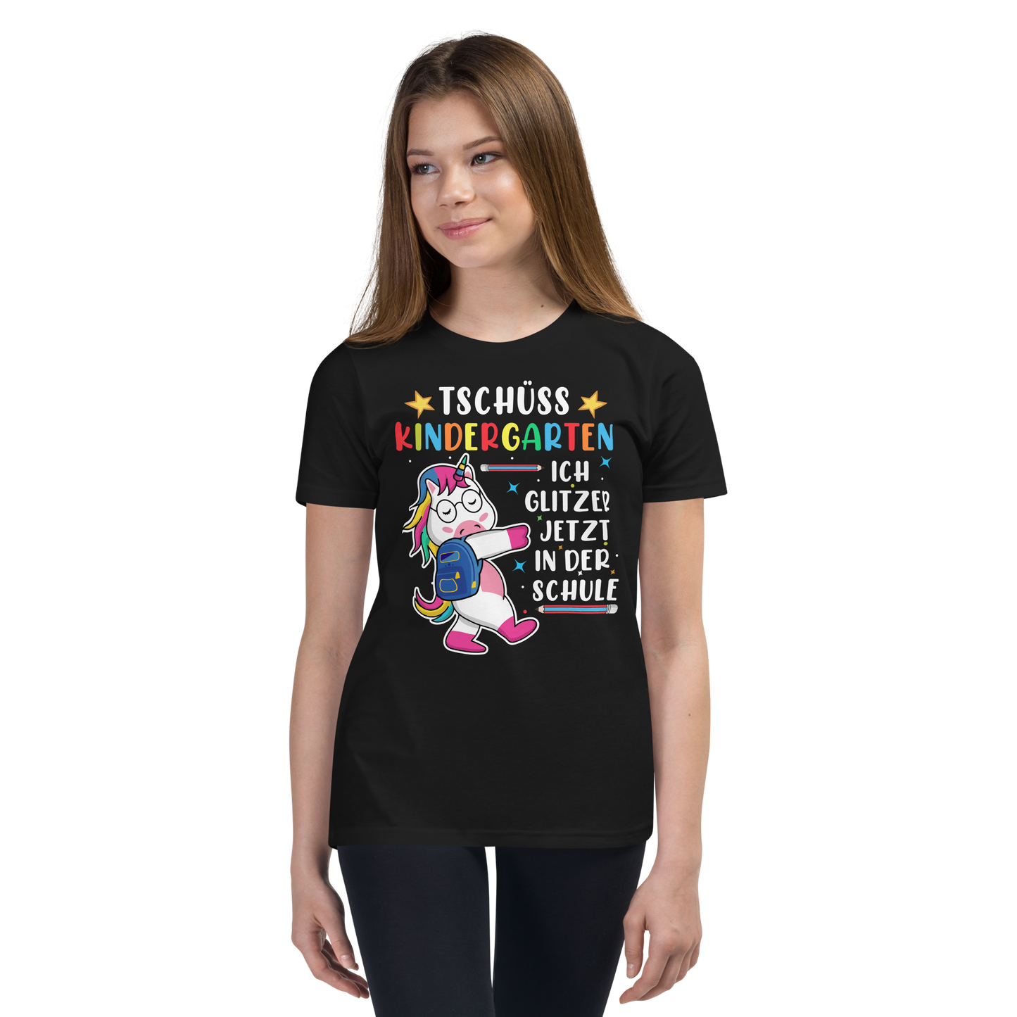 Lustiges T-Shirt "Tschüss Kindergarten, ich glitzer jetzt in der Schule!" | Einschulungsgeschenk
