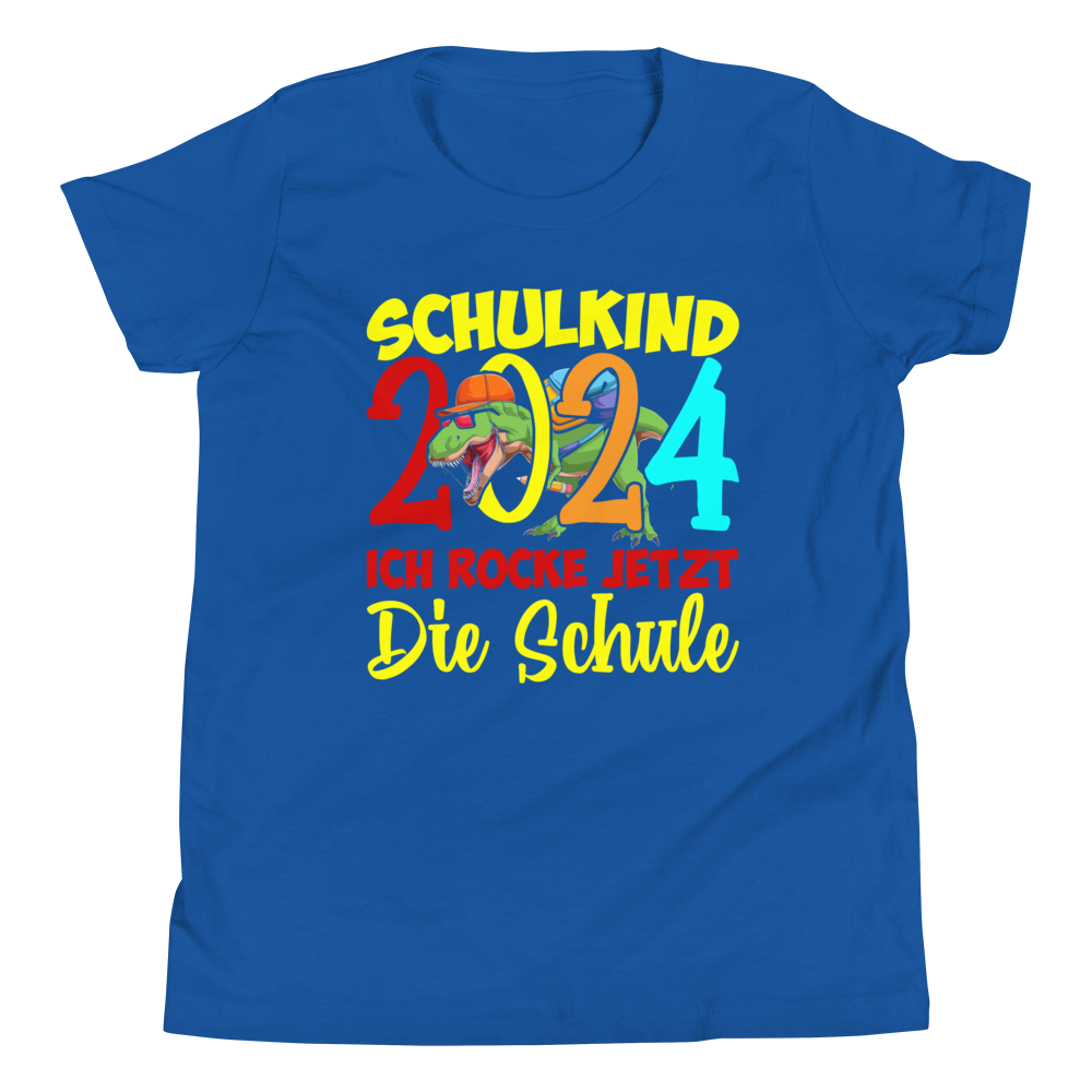Lustiges T-Shirt "Schulkind 2024 - Ich rocke jetzt die Schule!" | Einschulungsgeschenk
