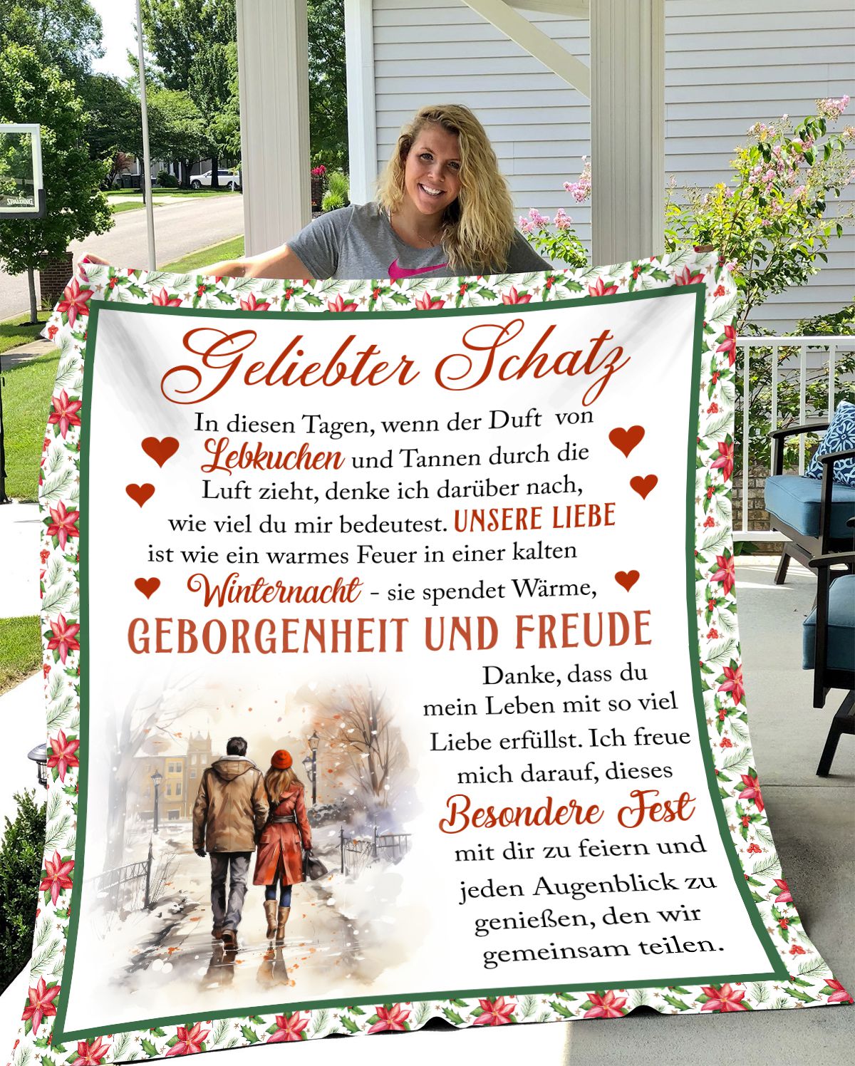 Weihnachtliche Wärme: Kuscheldecke 'Geliebter Schatz, Duft von Lebkuchen' – Genuss in jeder Größe
