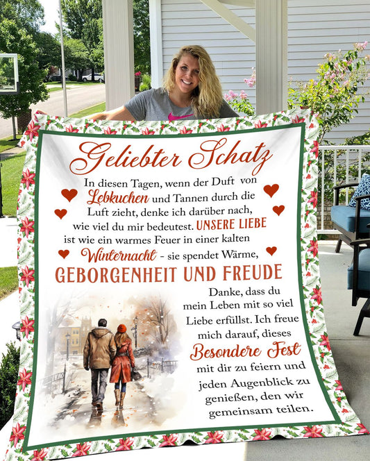 Weihnachtliche Wärme: Kuscheldecke 'Geliebter Schatz, Duft von Lebkuchen' – Genuss in jeder Größe