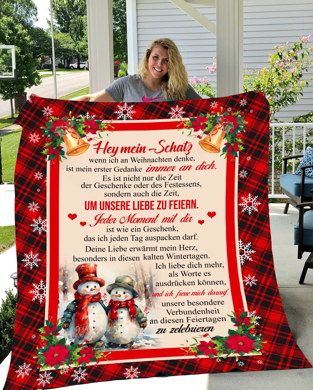 Zelebriere Weihnachten mit Stil: Kuscheldecke 'Hey mein Schatz, Weihnachten zelebrieren