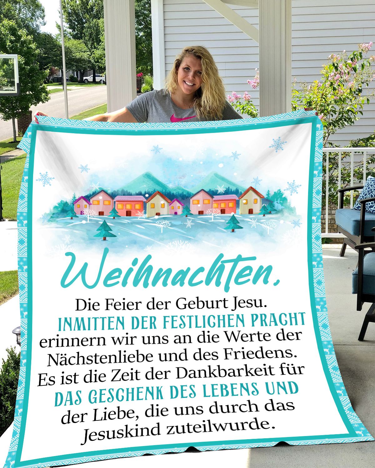 Festliche Umarmung: Kuscheldecke 'Weihnachten, die Feier der Geburt Jesu