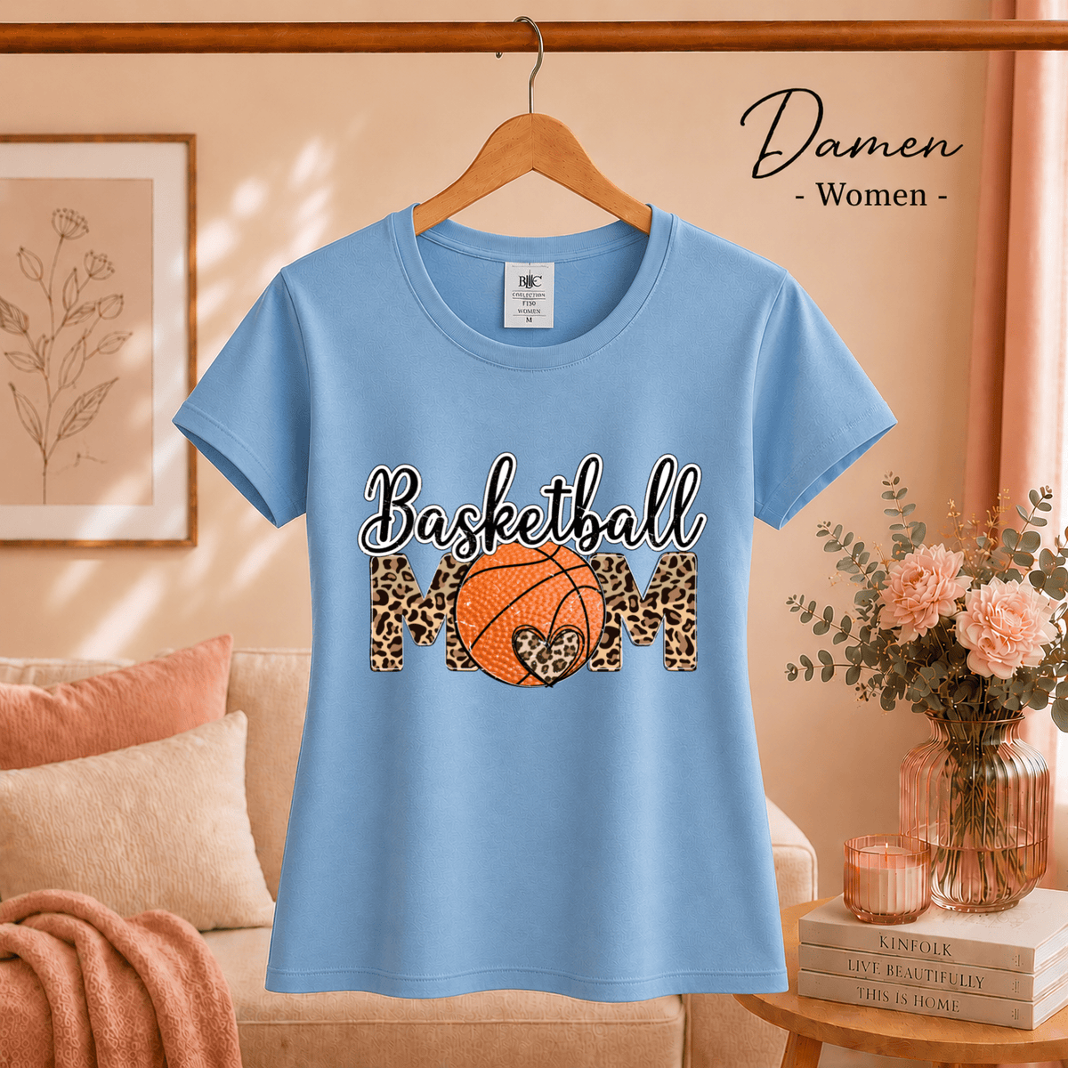 Basketball Mom T-Shirt | Design mit trendigem Leopardenmuster und Herz-Detail - StyleOne