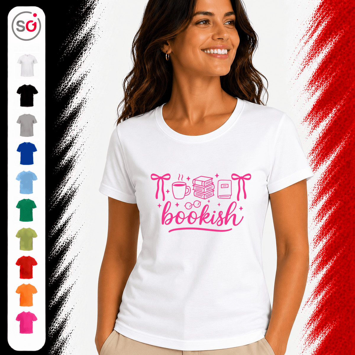 Bookish Vibes T-Shirt: Bücherliebe & Kaffee Motiv in Pink - StyleOne