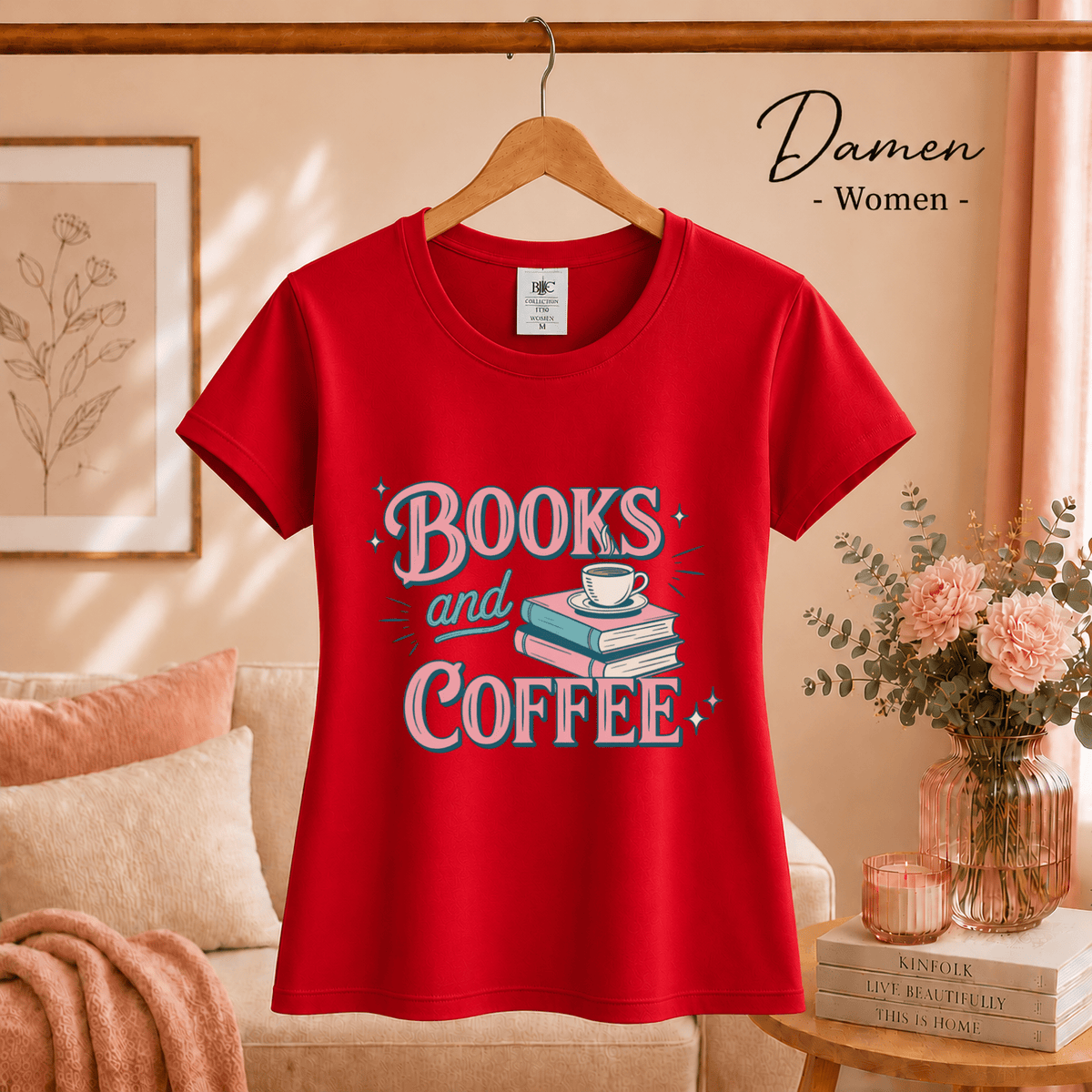 Books and Coffee T-Shirt | Charmantes Design für Leseratten & Kaffeefans - StyleOne