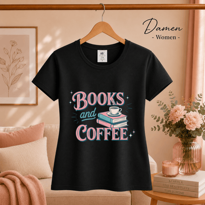 Books and Coffee T-Shirt | Charmantes Design für Leseratten & Kaffeefans - StyleOne