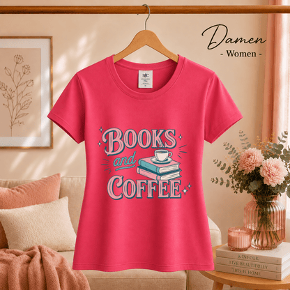 Books and Coffee T-Shirt | Charmantes Design für Leseratten & Kaffeefans - StyleOne