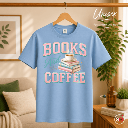 Books And Coffee T-Shirt für Leseratten & Kaffeefans – Damen & Herren - StyleOne