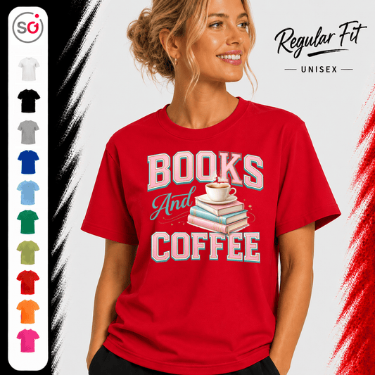 Books And Coffee T-Shirt für Leseratten & Kaffeefans – Damen & Herren - StyleOne