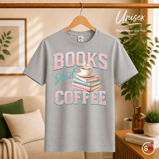 Books And Coffee T-Shirt für Leseratten & Kaffeefans – Damen & Herren - StyleOne