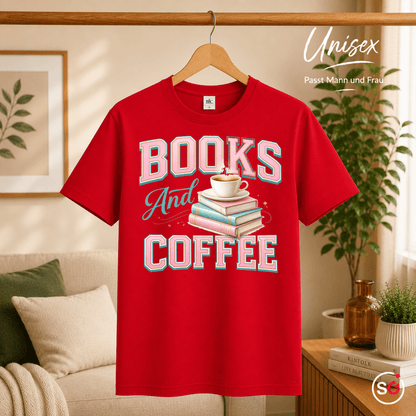 Books And Coffee T-Shirt für Leseratten & Kaffeefans – Damen & Herren - StyleOne