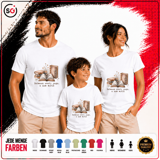 Bücher T-Shirt: 'Between every page, a new world' – Für Leseratten & Träumer - StyleOne