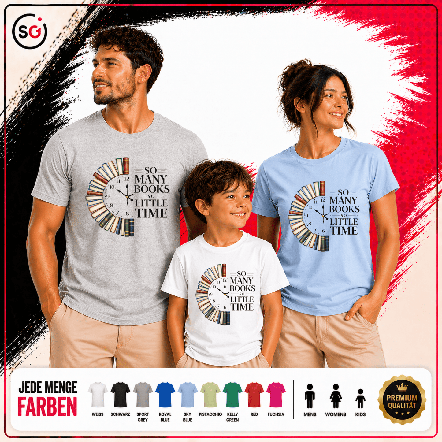 Bücher T-Shirt: So Many Books So Little Time | Für Leseratten & Kids - StyleOne
