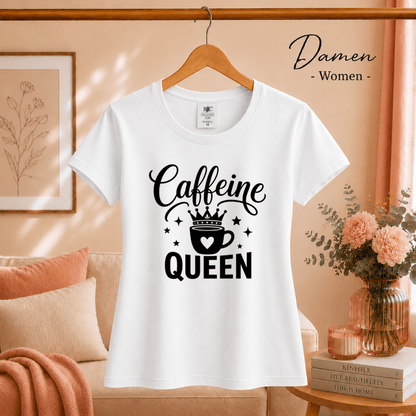 Caffeine Queen T-Shirt | Design mit Krone, Herz & Kaffeetasse für Kaffeeliebhaberinnen - StyleOne