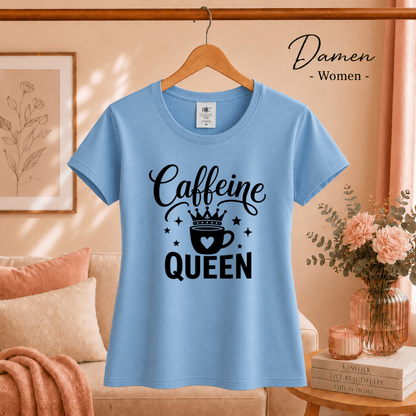 Caffeine Queen T-Shirt | Design mit Krone, Herz & Kaffeetasse für Kaffeeliebhaberinnen - StyleOne