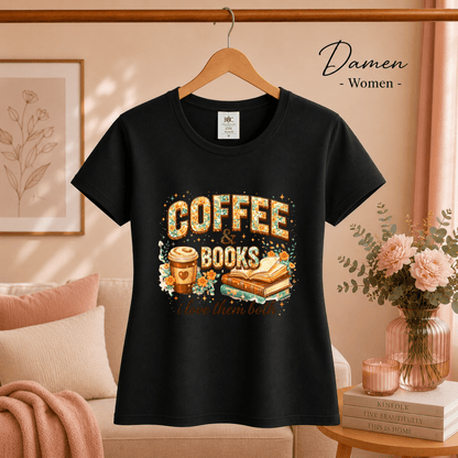 Coffee & Books T-Shirt – Floraler Print für Leseratten & Kaffeeliebhaber - StyleOne
