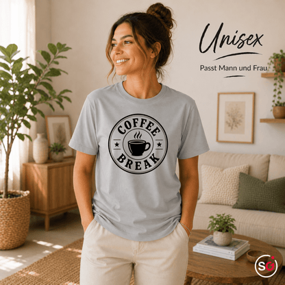 Coffee Break T-Shirt | Design mit Kaffeetasse im Vintage-Emblem-Stil - StyleOne