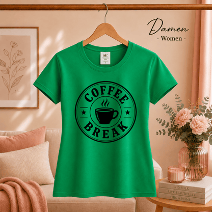 Coffee Break T-Shirt | Design mit Kaffeetasse im Vintage-Emblem-Stil - StyleOne