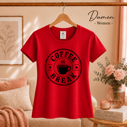 Coffee Break T-Shirt | Design mit Kaffeetasse im Vintage-Emblem-Stil - StyleOne