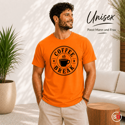 Coffee Break T-Shirt | Design mit Kaffeetasse im Vintage-Emblem-Stil - StyleOne