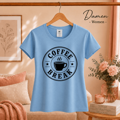 Coffee Break T-Shirt | Design mit Kaffeetasse im Vintage-Emblem-Stil - StyleOne