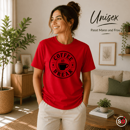 Coffee Break T-Shirt | Design mit Kaffeetasse im Vintage-Emblem-Stil - StyleOne