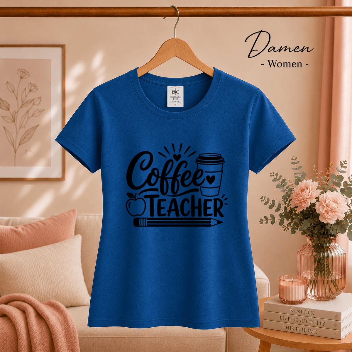 Coffee Teacher T-Shirt | Witziges Spruch-Design mit Kaffee, Apfel & Stift - StyleOne