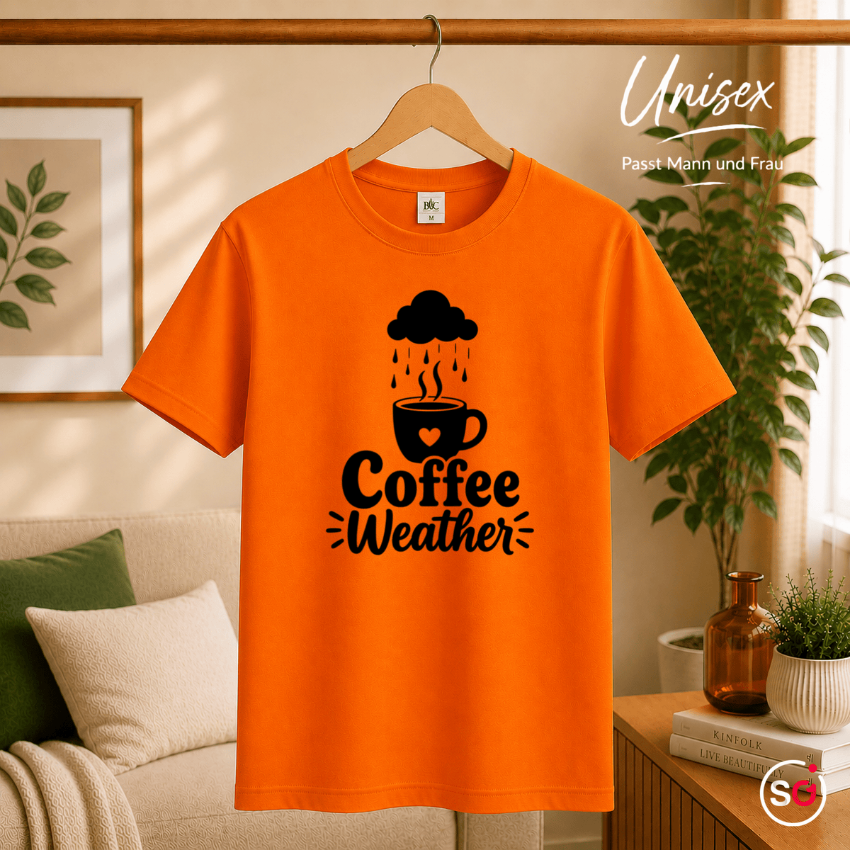 Coffee Weather T-Shirt | Design mit Kaffeetasse, Herz & Regenwolke - StyleOne