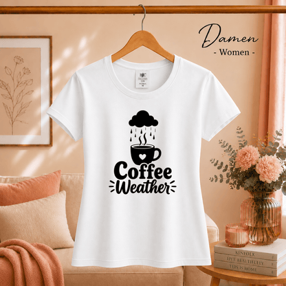 Coffee Weather T-Shirt | Design mit Kaffeetasse, Herz & Regenwolke - StyleOne