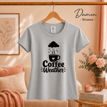 Coffee Weather T-Shirt | Design mit Kaffeetasse, Herz & Regenwolke - StyleOne