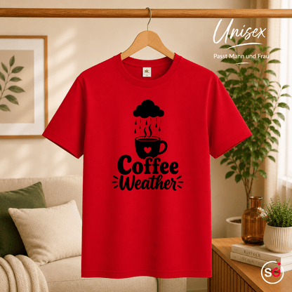 Coffee Weather T-Shirt | Design mit Kaffeetasse, Herz & Regenwolke - StyleOne