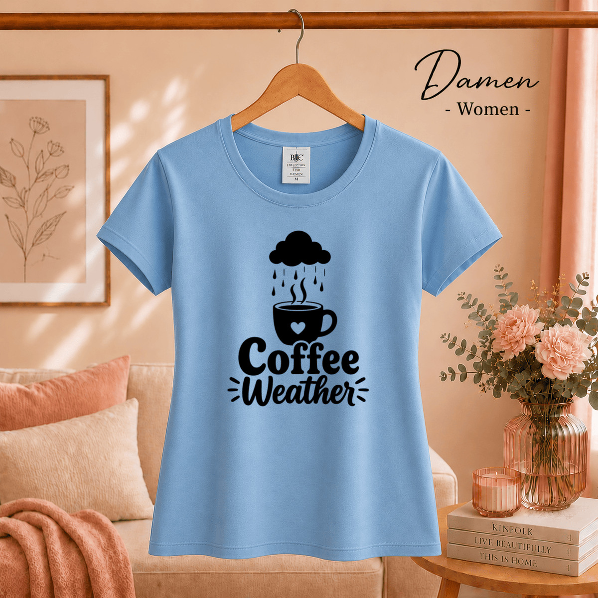 Coffee Weather T-Shirt | Design mit Kaffeetasse, Herz & Regenwolke - StyleOne