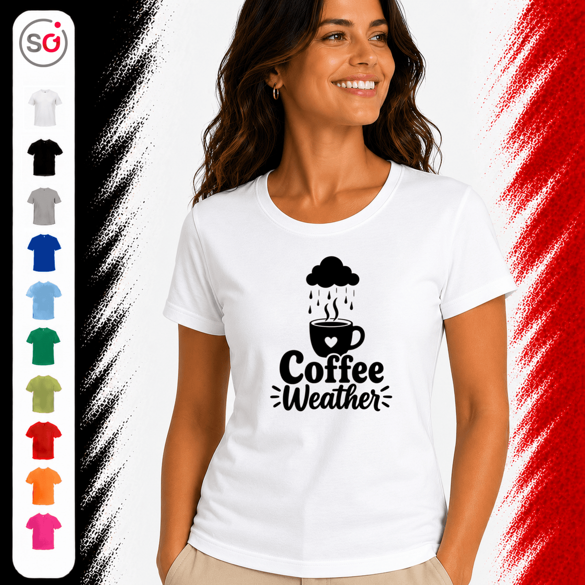 Coffee Weather T-Shirt | Design mit Kaffeetasse, Herz & Regenwolke - StyleOne