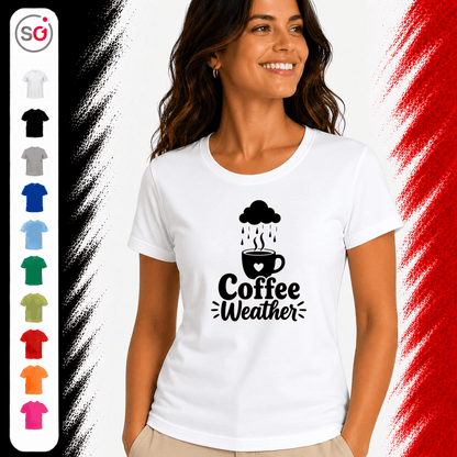 Coffee Weather T-Shirt | Design mit Kaffeetasse, Herz & Regenwolke - StyleOne