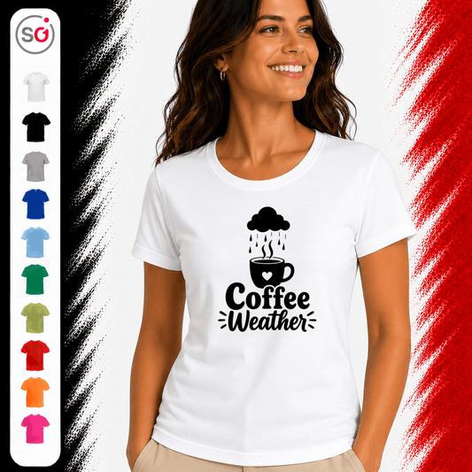 Coffee Weather T-Shirt | Design mit Kaffeetasse, Herz & Regenwolke - StyleOne