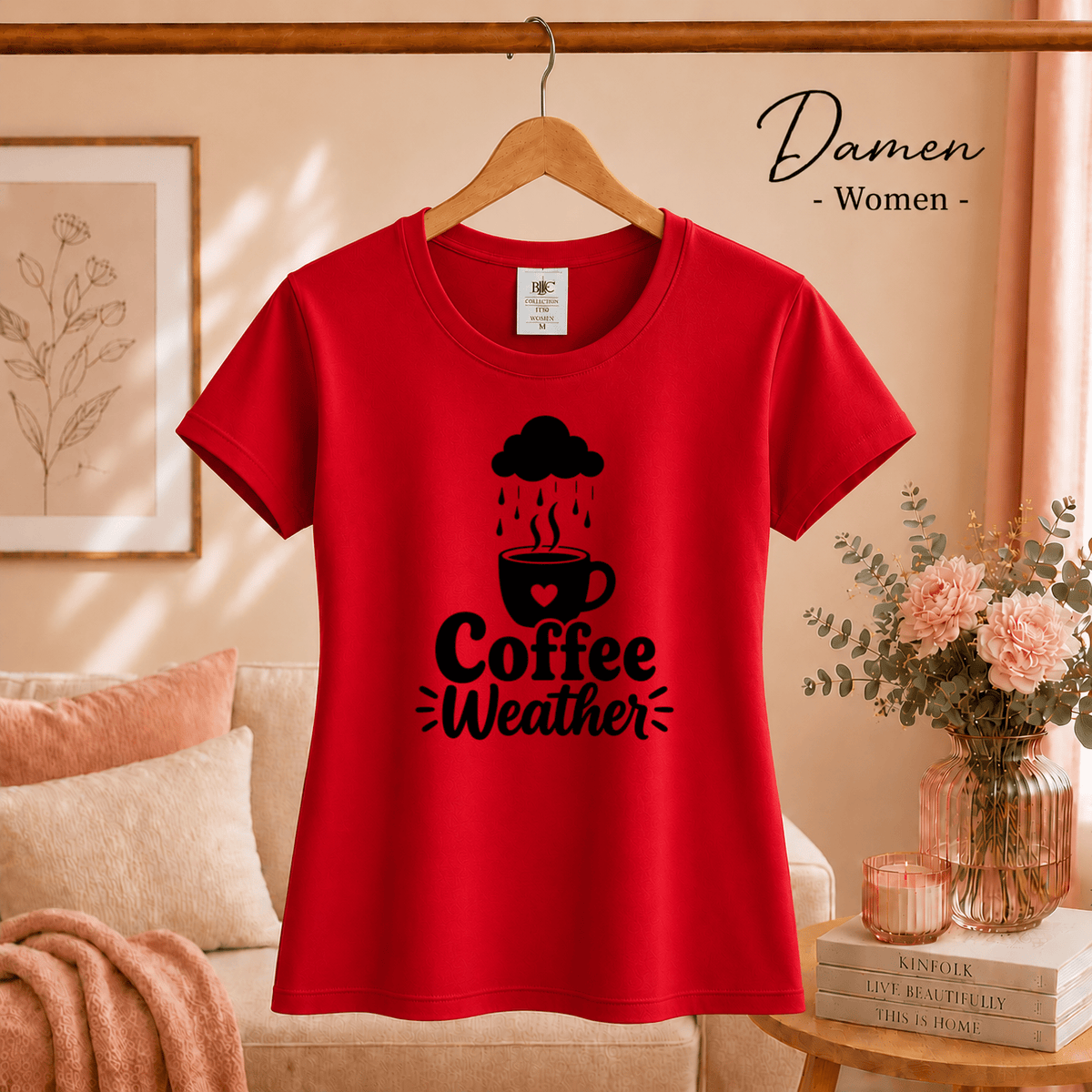 Coffee Weather T-Shirt | Design mit Kaffeetasse, Herz & Regenwolke - StyleOne
