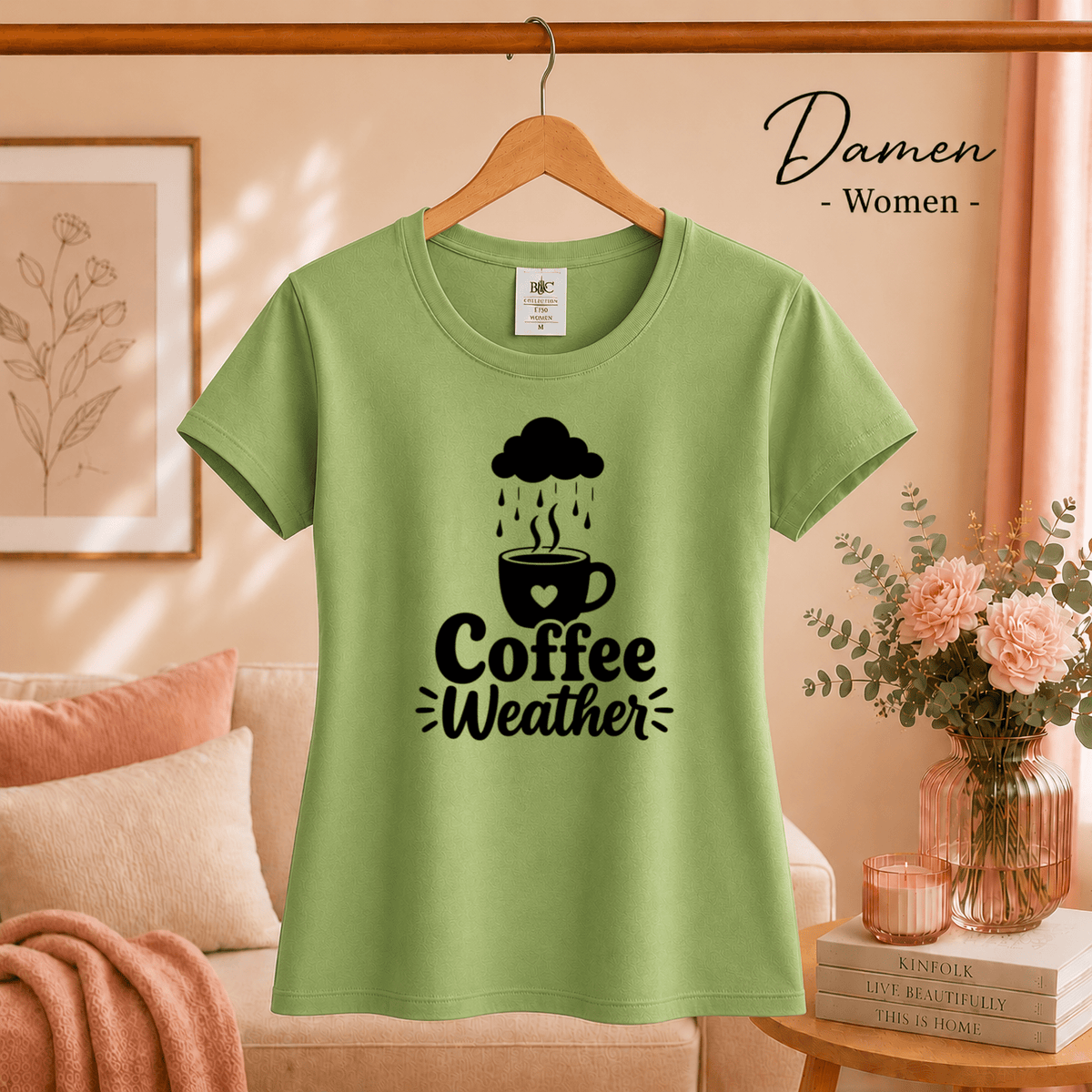 Coffee Weather T-Shirt | Design mit Kaffeetasse, Herz & Regenwolke - StyleOne