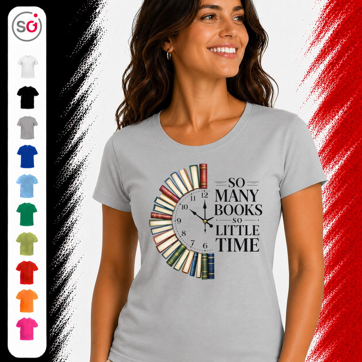 Vorschau – Bücheruhr T-Shirt: So Many Books So Little Time – Das perfekte Design für Lesefans