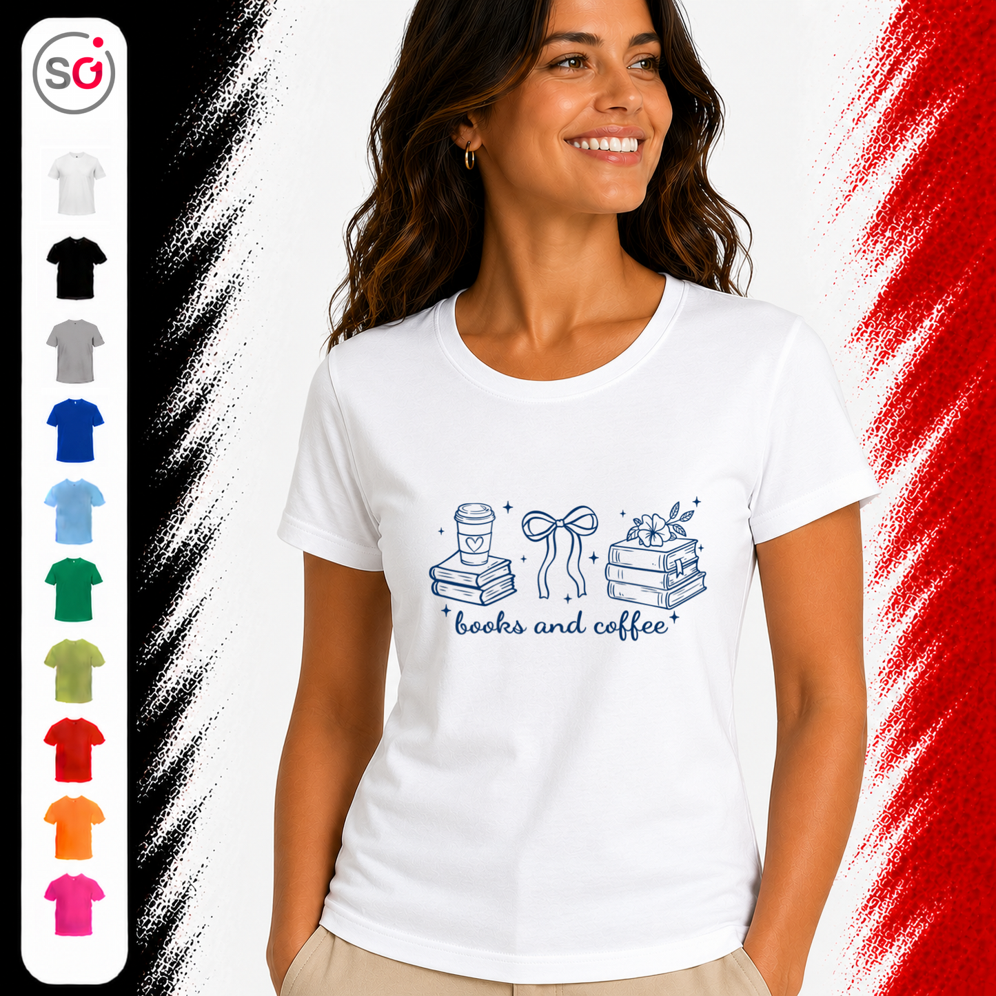 Vorschau – Bücher & Kaffee Liebhaber Design T-Shirt | Charmantes Motiv für Lesefreunde
