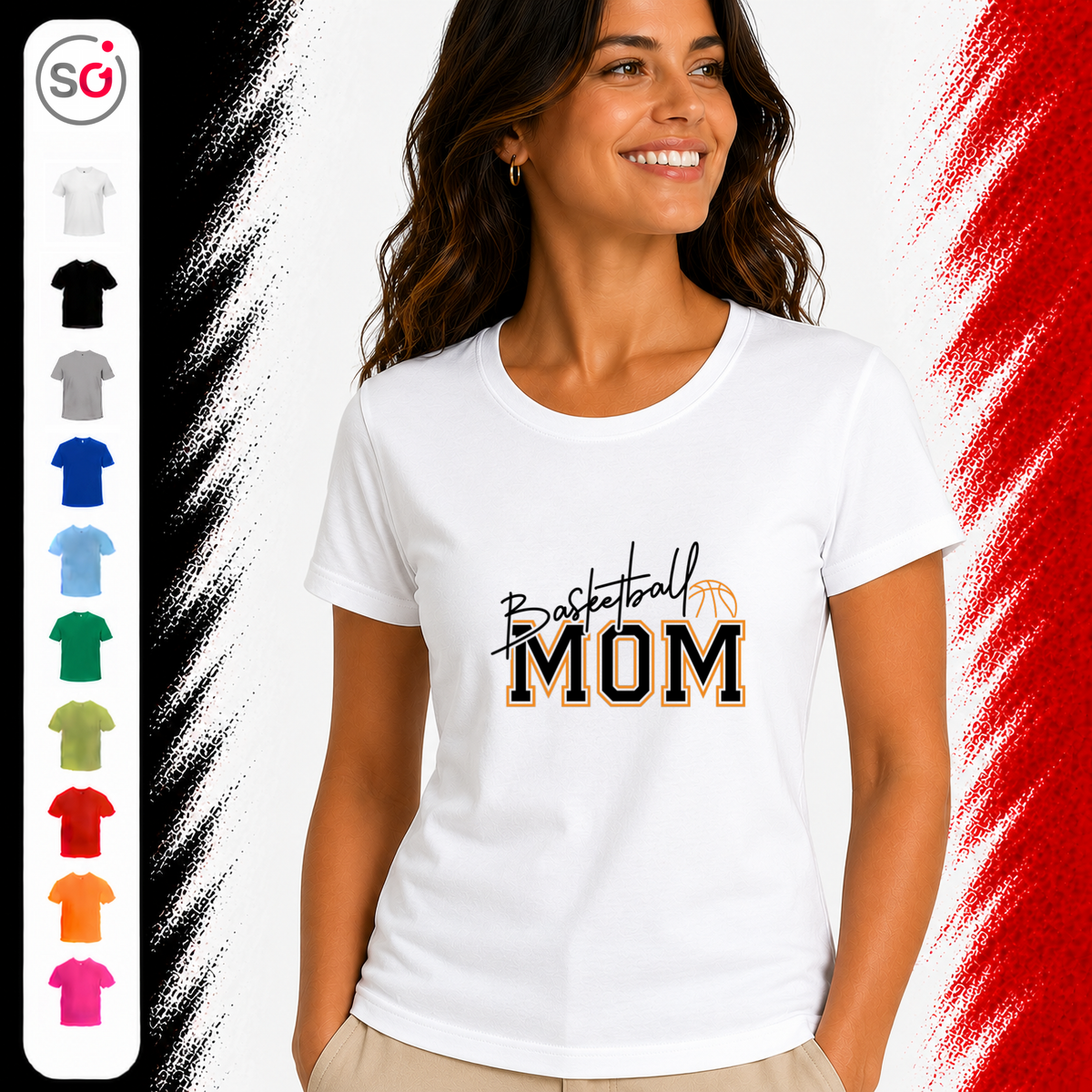 Vorschau – Basketball Mom Statement-Shirt | College-Style Schriftzug mit Ball-Grafik